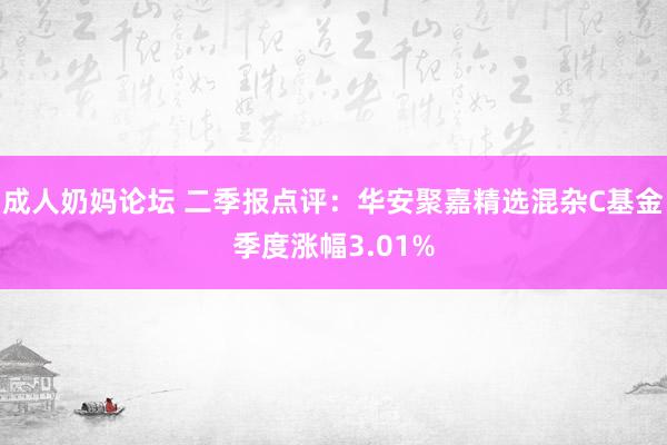 成人奶妈论坛 二季报点评：华安聚嘉精选混杂C基金季度涨幅3.01%