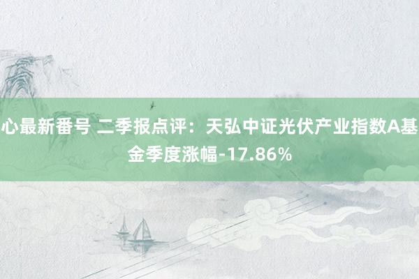 心最新番号 二季报点评：天弘中证光伏产业指数A基金季度涨幅-17.86%