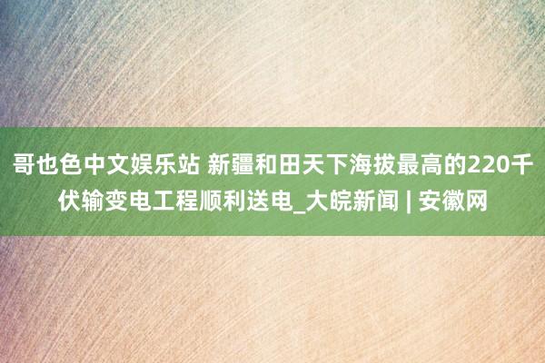 哥也色中文娱乐站 新疆和田天下海拔最高的220千伏输变电工程顺利送电_大皖新闻 | 安徽网