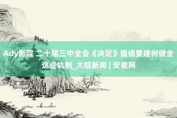 Ady影院 二十届三中全会《决定》提倡要建树健全这些轨制_大皖新闻 | 安徽网