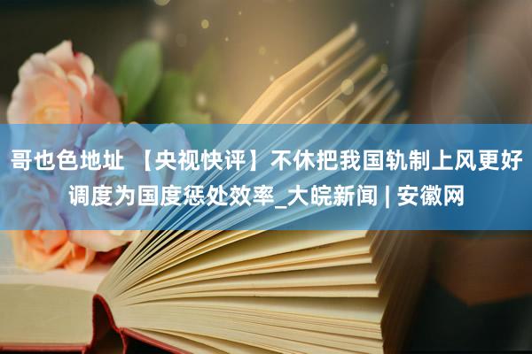 哥也色地址 【央视快评】不休把我国轨制上风更好调度为国度惩处效率_大皖新闻 | 安徽网