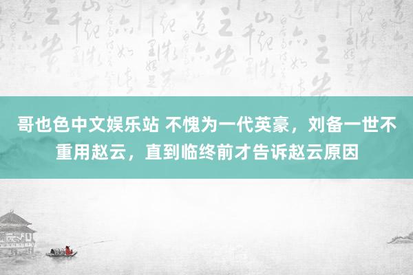 哥也色中文娱乐站 不愧为一代英豪，刘备一世不重用赵云，直到临终前才告诉赵云原因