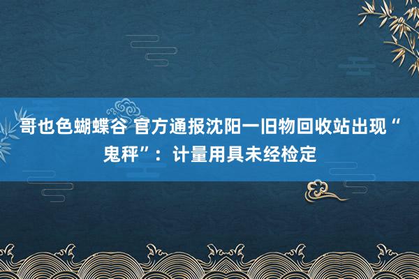 哥也色蝴蝶谷 官方通报沈阳一旧物回收站出现“鬼秤”：计量用具未经检定