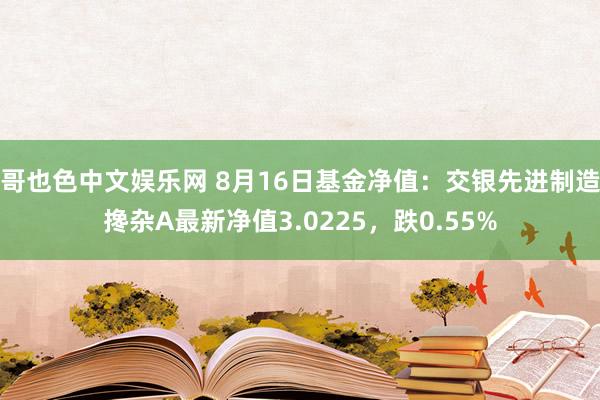 哥也色中文娱乐网 8月16日基金净值：交银先进制造搀杂A最新净值3.0225，跌0.55%