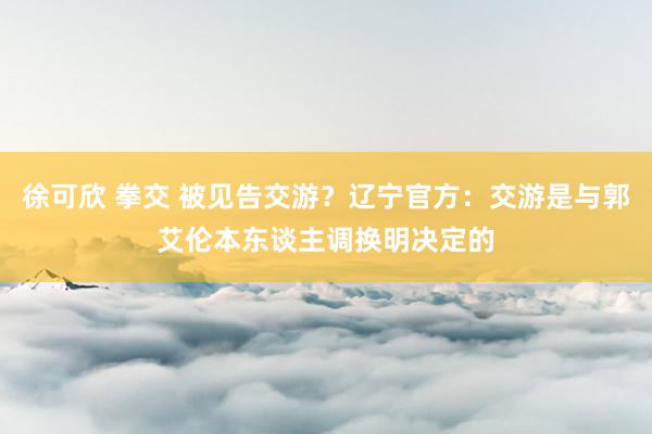 徐可欣 拳交 被见告交游？辽宁官方：交游是与郭艾伦本东谈主调换明决定的