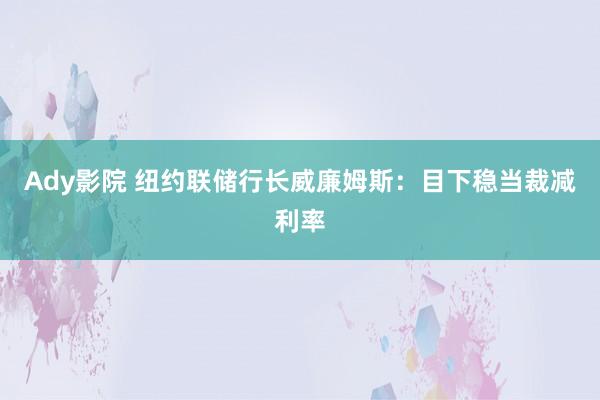 Ady影院 纽约联储行长威廉姆斯：目下稳当裁减利率