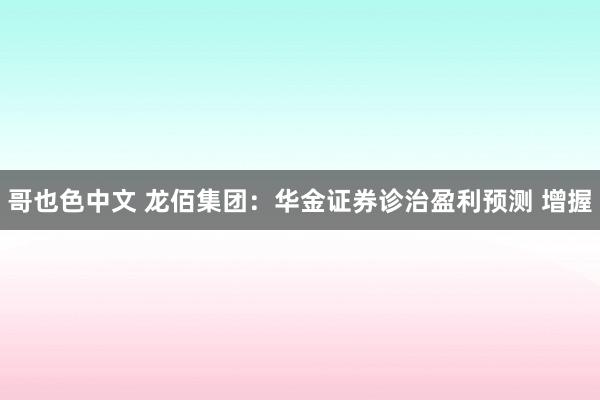 哥也色中文 龙佰集团：华金证券诊治盈利预测 增握