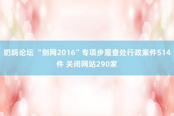 奶妈论坛 “剑网2016”专项步履查处行政案件514件 关闭网站290家