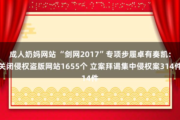 成人奶妈网站 “剑网2017”专项步履卓有奏凯：关闭侵权盗版网站1655个 立案拜谒集中侵权案314件