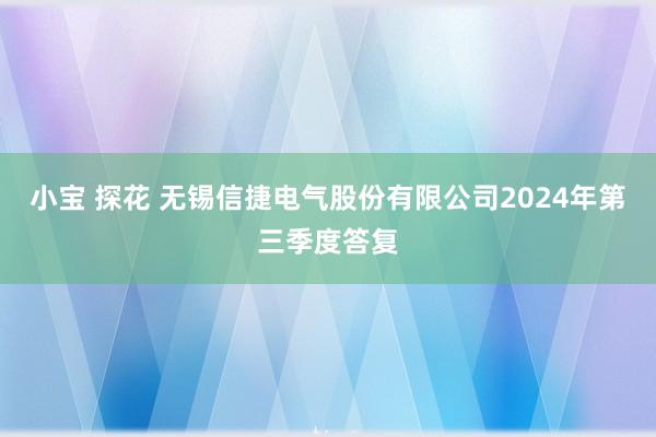 小宝 探花 无锡信捷电气股份有限公司2024年第三季度答复