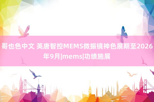 哥也色中文 英唐智控MEMS微振镜神色展期至2026年9月|mems|功绩施展