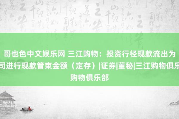 哥也色中文娱乐网 三江购物：投资行径现款流出为公司进行现款管束金额（定存）|证券|董秘|三江购物俱乐部